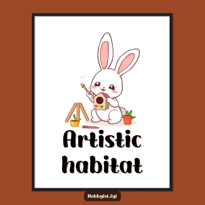 Funny Bunny Digital Art: Kawaii Painter Download, Instant Creative Funny Gift