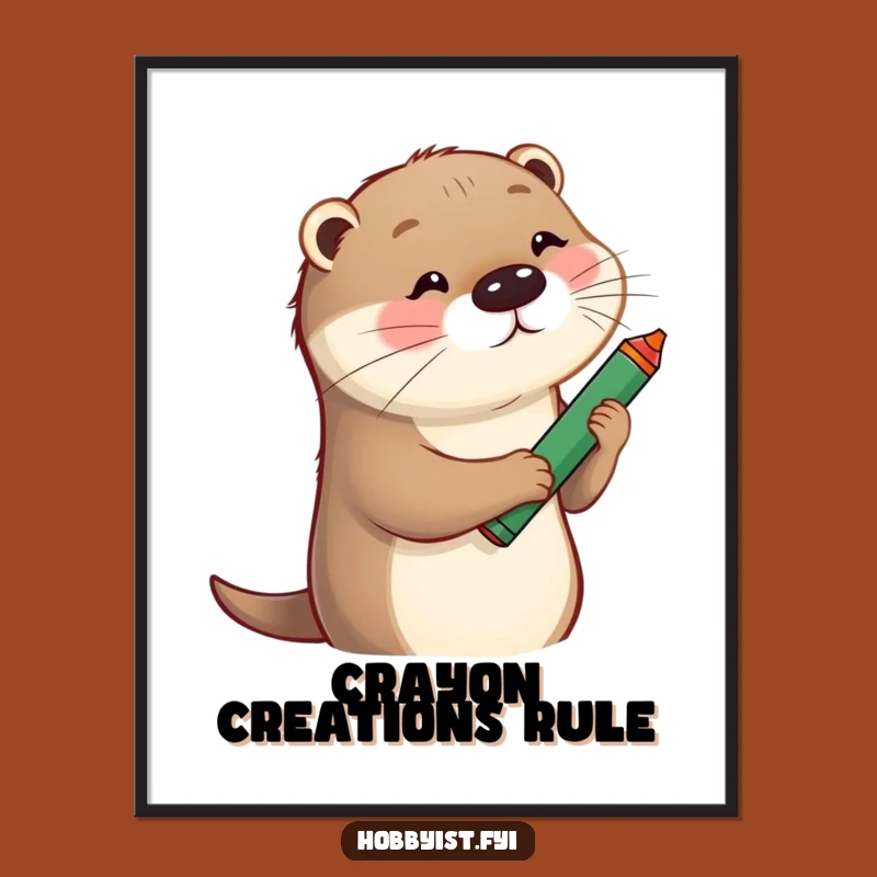 Funny Otter Sketching Digital Print: Playful Otter Art, Whimsical Portrait, Instant Download Gift