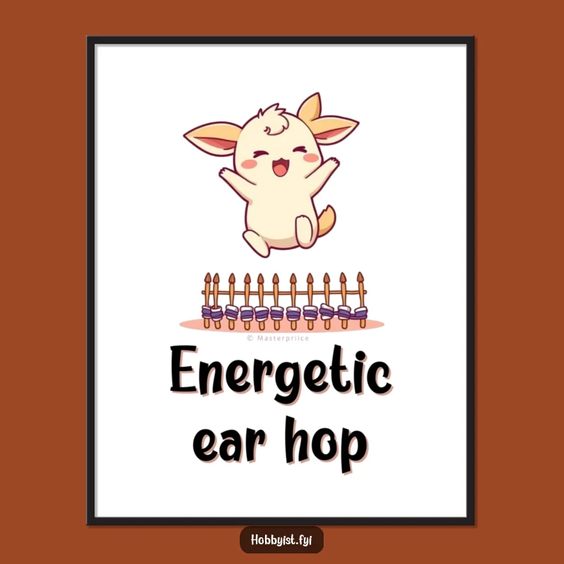 Funny Leaping Creature Digital Art: Knitting Jump Printable Funny Gift