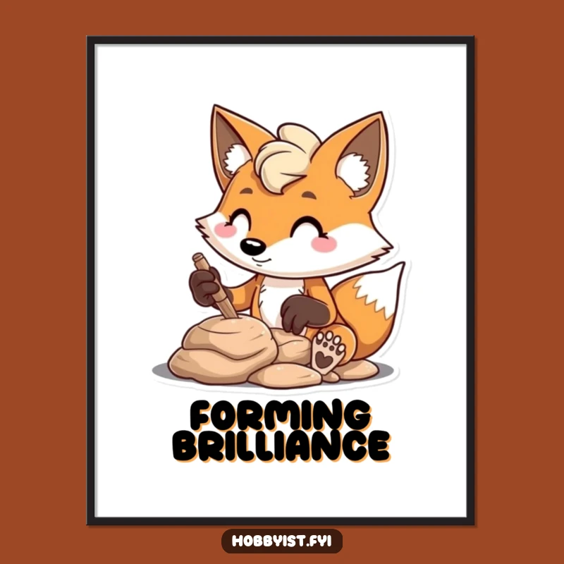 Funny Fox Clay Sculpting Digital Art: Instant Artistic Flair for Walls!
