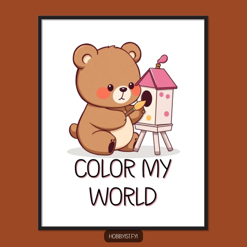 Funny Bear Painting Digital Art: Instant Cute Art for Your Walls!
