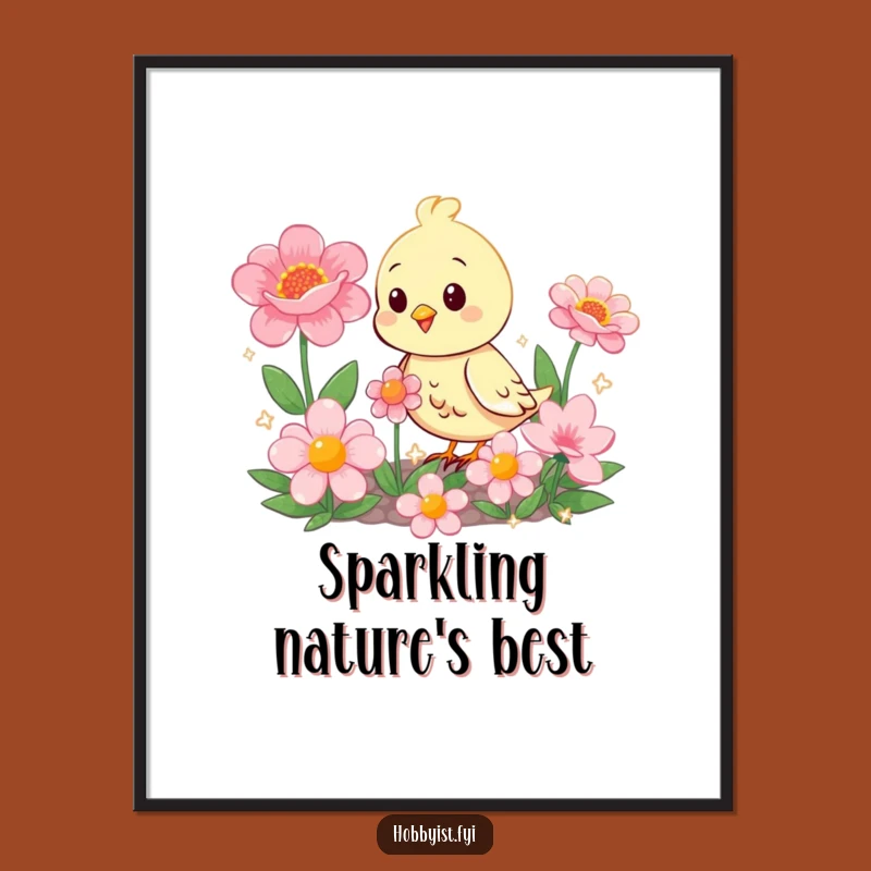 Funny Bird Garden Digital Art: Instant Cheerful Blooms for Your Walls!