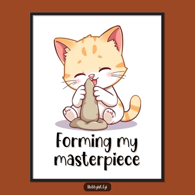 Funny Cat Sculpting Digital Art: Instant Artistic Kitty Download, Perfect Funny Gift