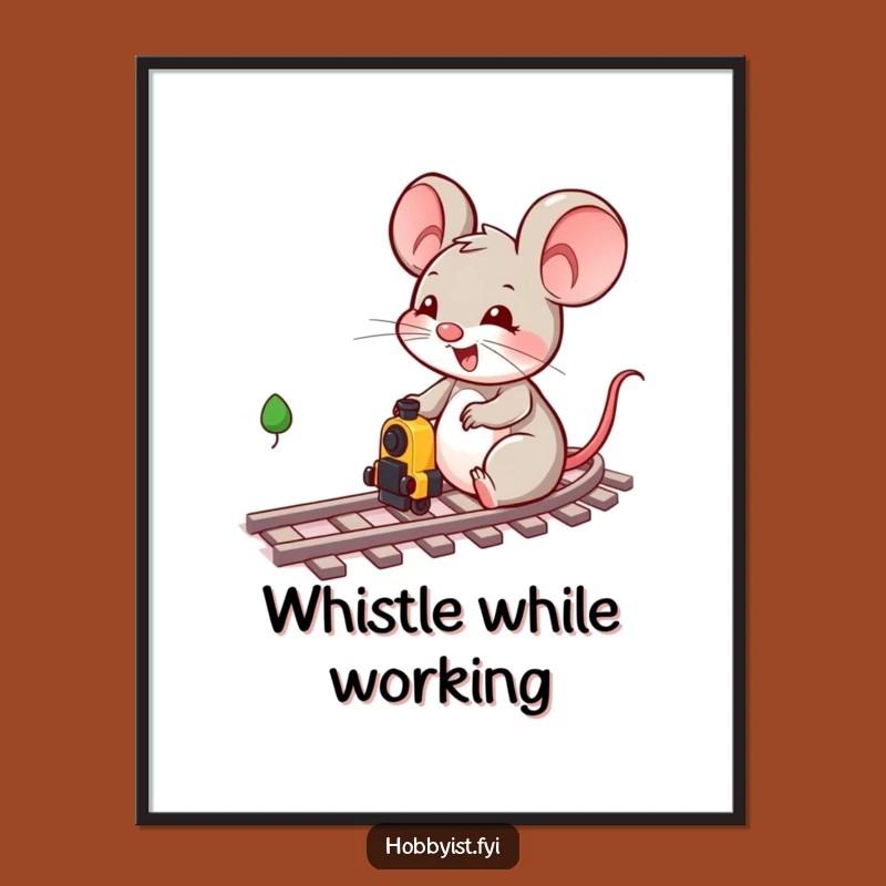 Funny Mouse Train Fun Digital Print - Instant Character Wall Art