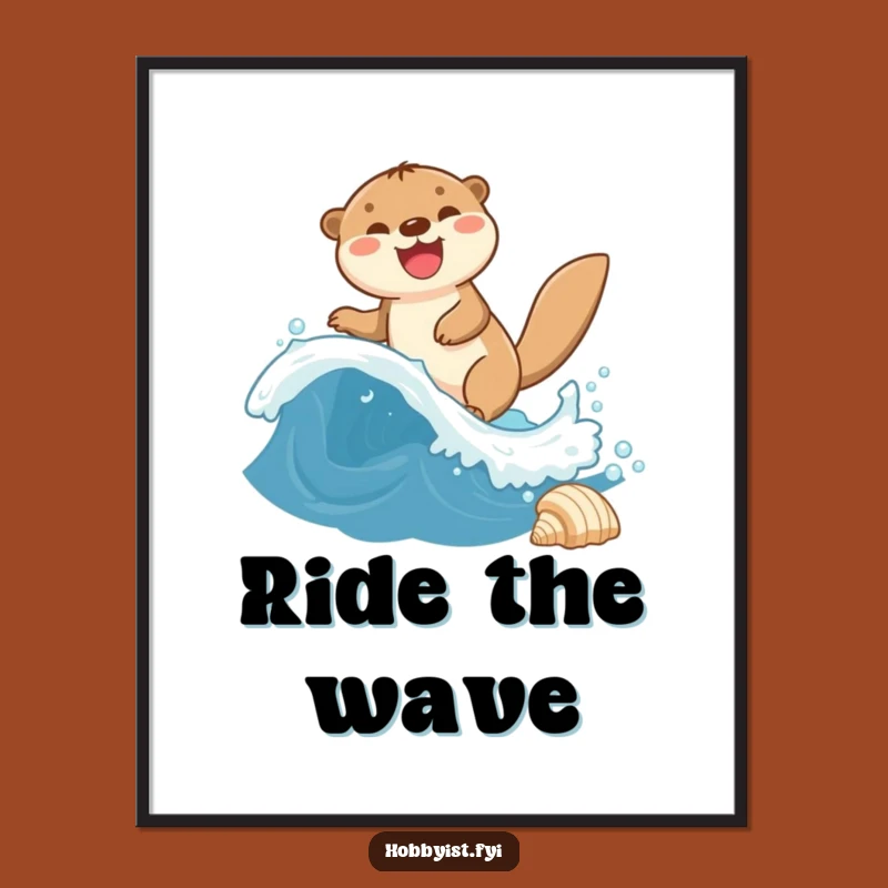 Funny Otter Wave Joy Digital Art - Instant Aquatic Decor