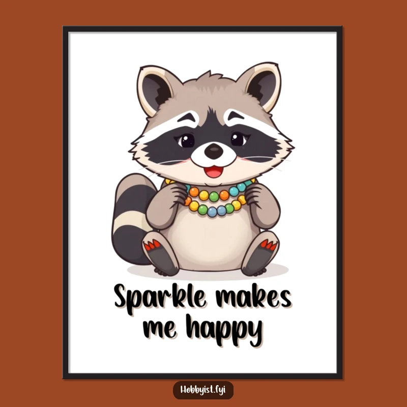 Funny Raccoon Bead Necklace Digital Print: Hilarious Crafting Decor