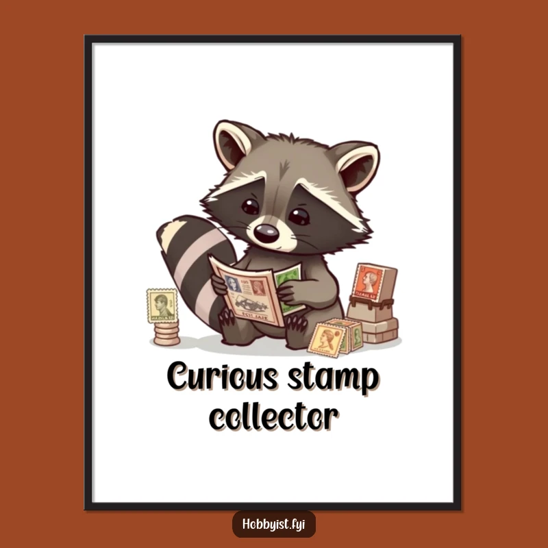 Funny Raccoon Stamp Digital Art - Instant Download for Quirky Decor