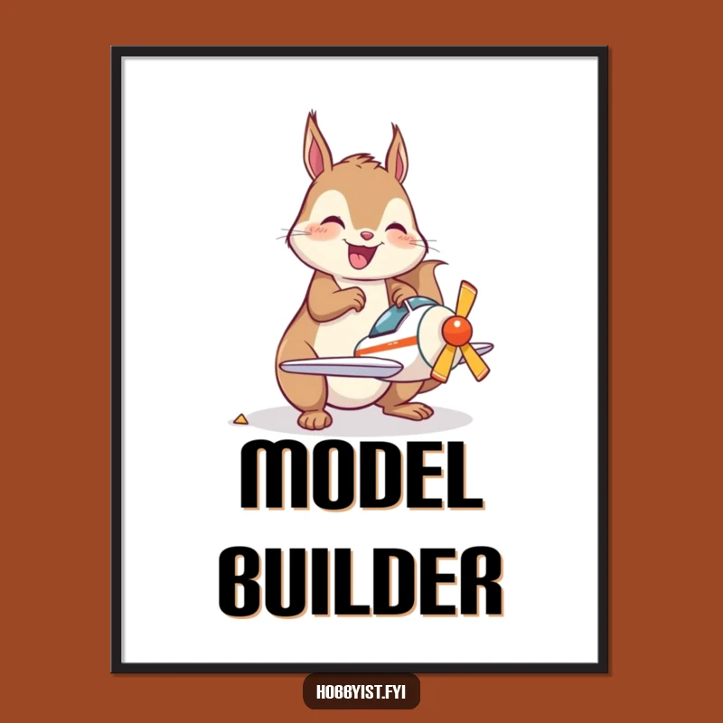 Funny Squirrel Digital Art: Kawaii Builder Download, Instant Hobby Funny Gift