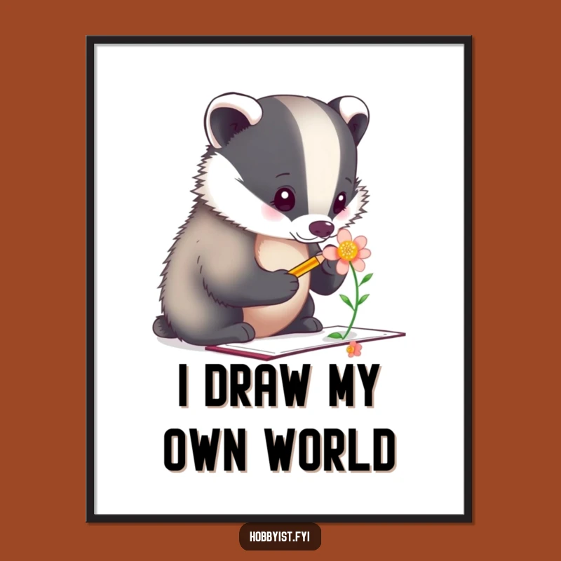 Funny Badger Artist Digital Art - Creative Instant Download, Perfect Funny Gift