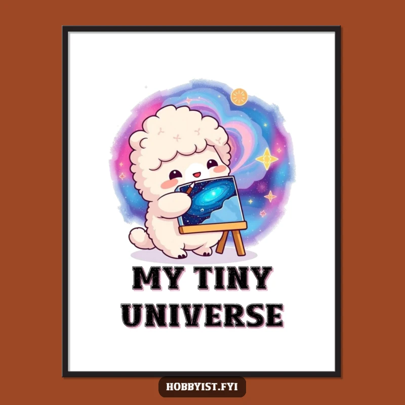 Funny Galactic Painter Digital Art Print - Instant Cosmic Decor Gift