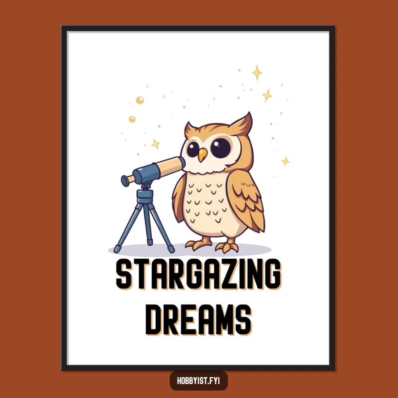 Funny Owl Telescope Digital Art - Instant Cosmic Decor