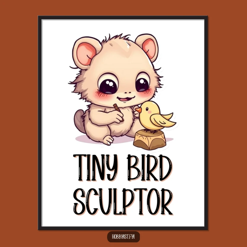 Funny Carver Creature Digital Art Print - Instant Crafty Decor Gift