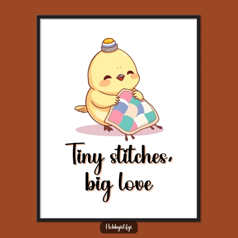 Funny Sewing Bird Digital Art - Tiny Crafter Decor, Instant Funny Gift