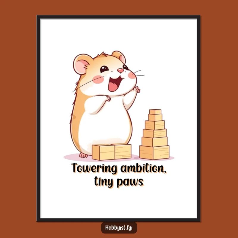 Funny Hamster Builder Digital Art Print: Instant Construction Decor, Perfect Gift!