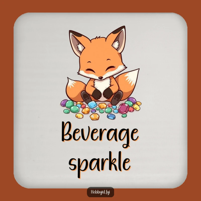 Funny Fox Gemstone Drink Coaster - Protect Surfaces with Wit