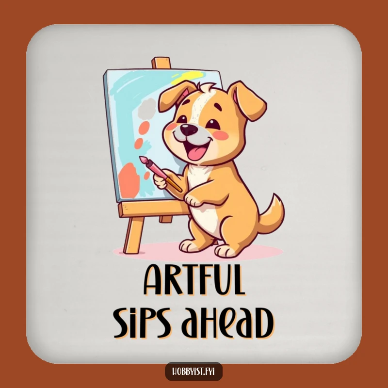 Funny Dog Artist Coaster Set: Protect Surfaces with Paw-sitivity