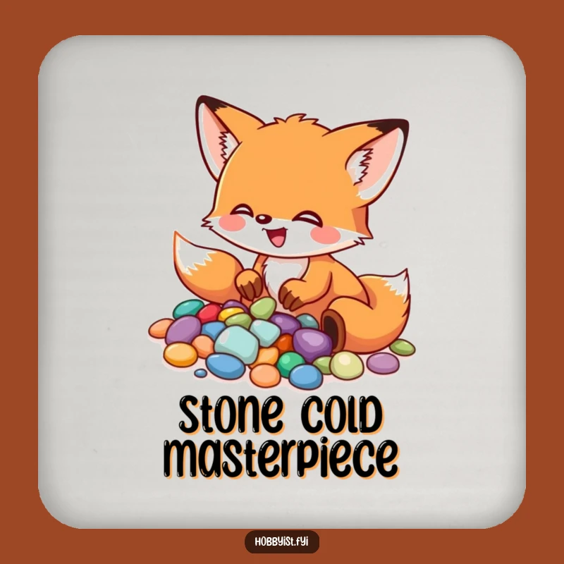 Funny Fox Pebble Art Coaster: Protect Surfaces with Creative Flair, Perfect Gift!