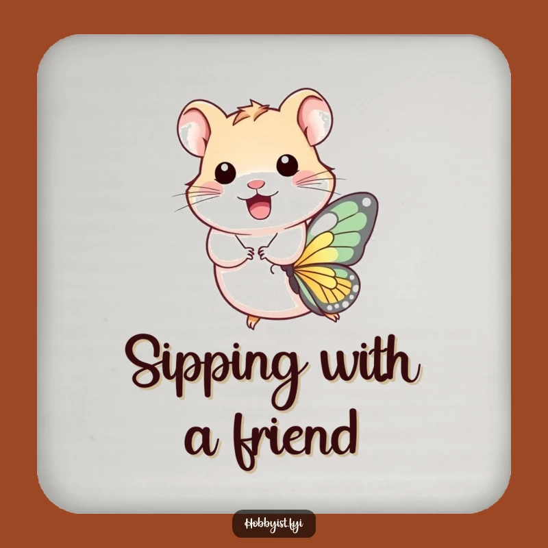 Funny Hamster Butterfly Coasters (Set of 4) - Whimsical Protection, Fun Funny Gift