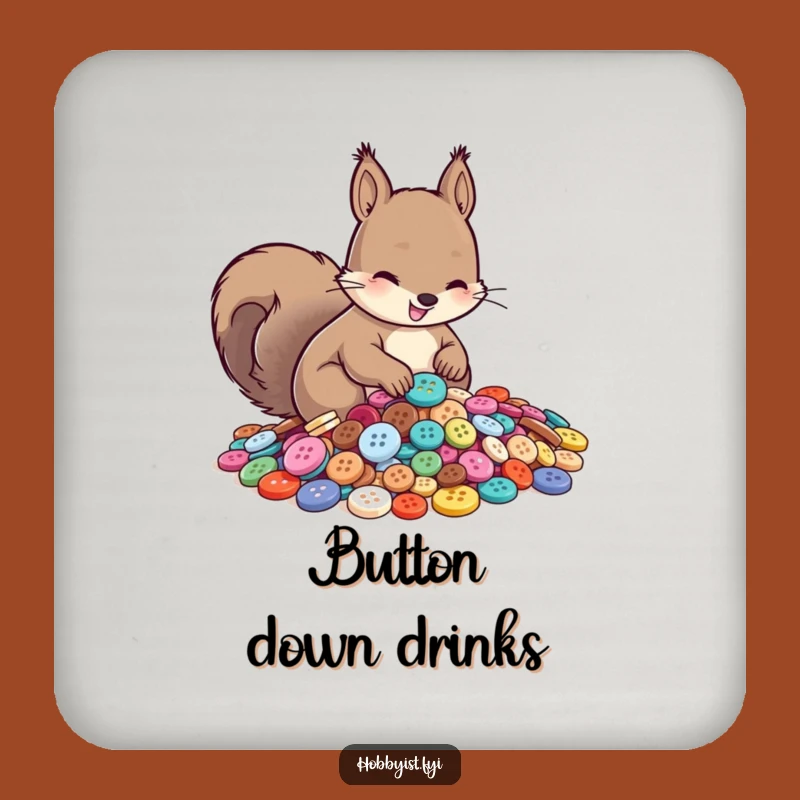 Funny Squirrel Button Sorting Drink Coasters: Hilarious Protection for Your Surfaces with Cute Charm