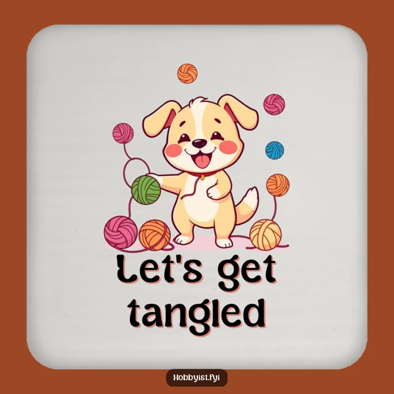 Funny Juggling Dog Yarn Coaster: Protect Surfaces with Canine Charm