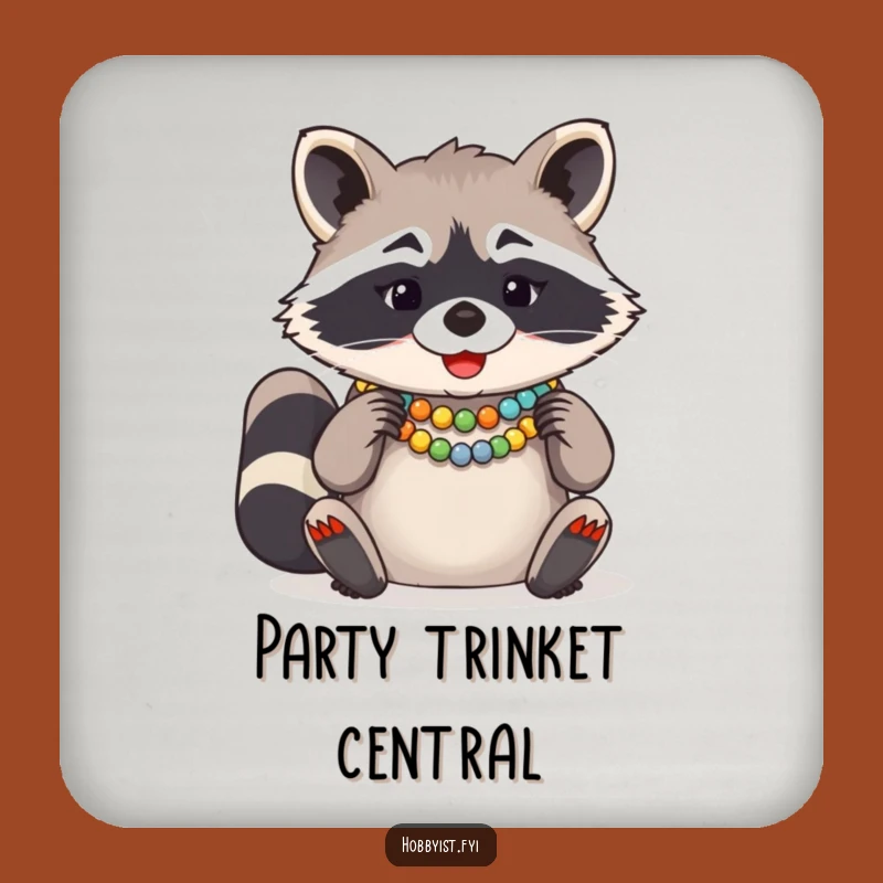 Funny Raccoon Bead Necklace Coaster: Hilarious Gift for Crafty Homes