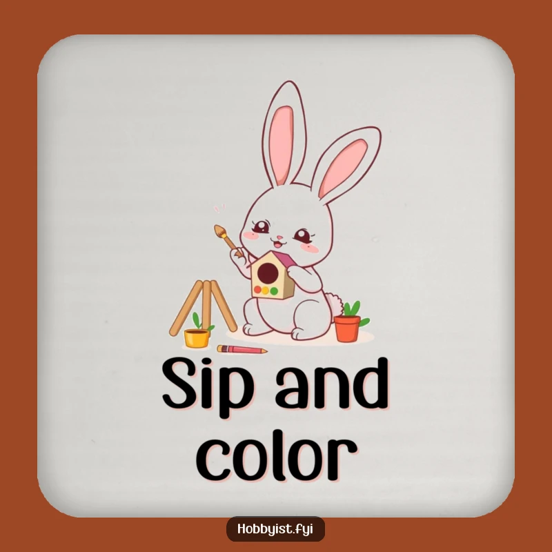 Funny Bunny Coaster: Protect Surfaces with Cute Art, Perfect Small Funny Gift