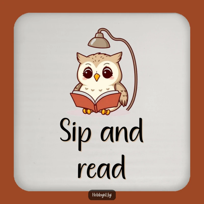 Funny Owl Reading Drink Coaster Set - Protect Surfaces with Scholarly Style