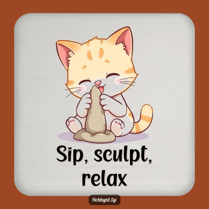 Funny Cat Sculpting Drink Coaster: Protect Surfaces With Hilarious Kitty Art, Funny Gift