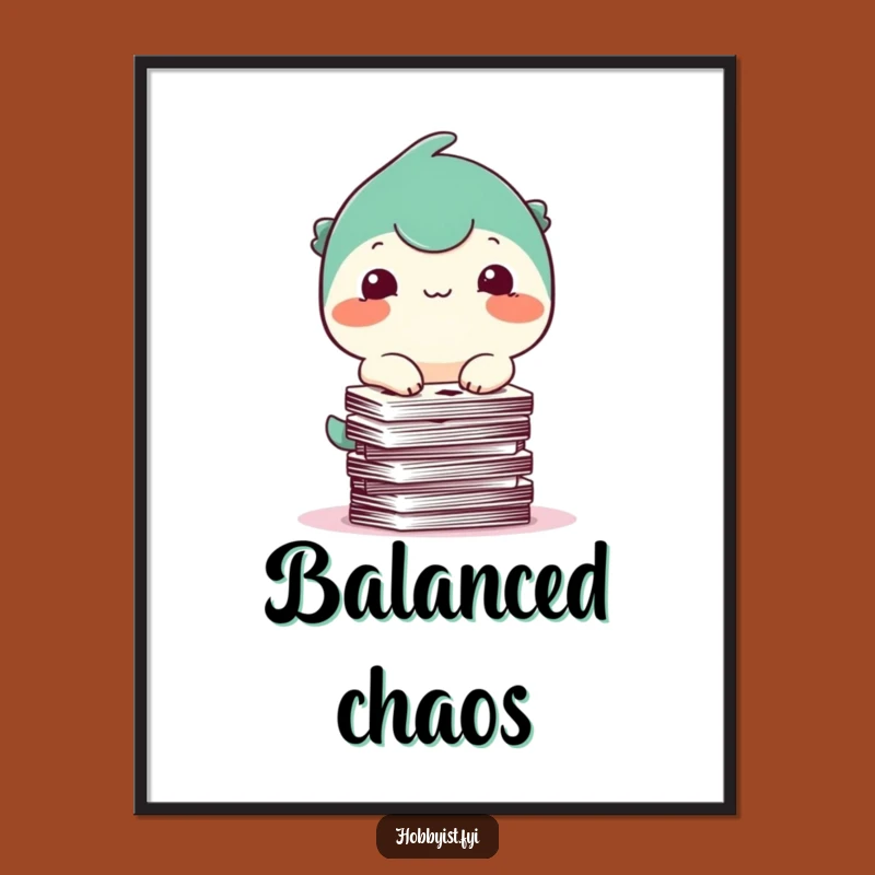 Funny Card Balancing Creature Poster: Hilarious Wall Art for a Playful Space!