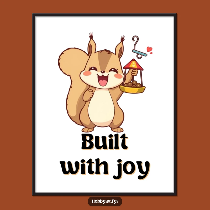 Funny Squirrel Bird Feeder Poster: Triumphant Crafting Art for Your Walls!