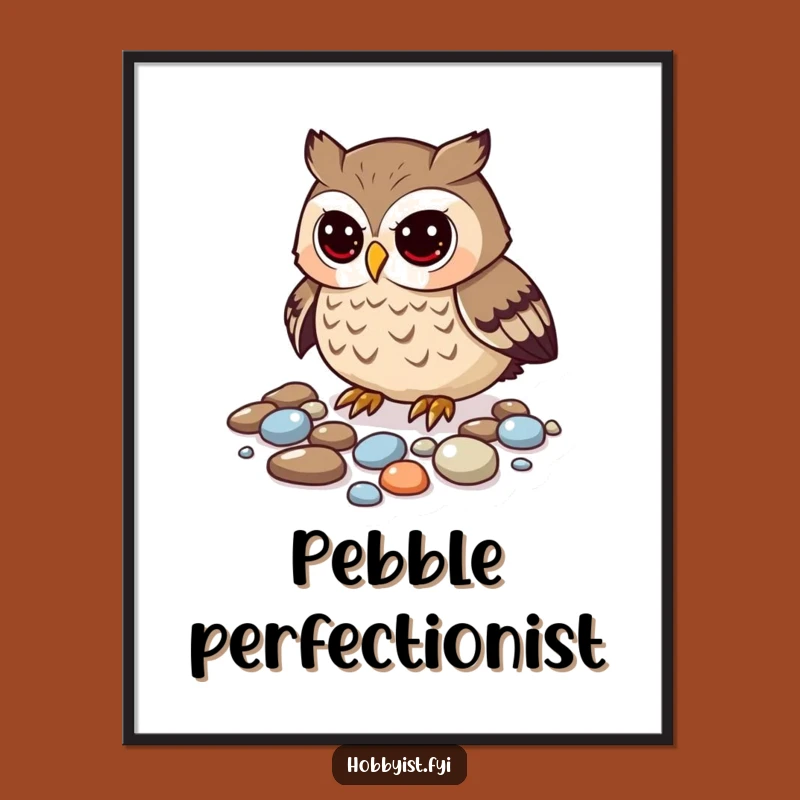 Funny Curious Owl Pebble Poster - Whimsical Wall Art for Nature Lovers