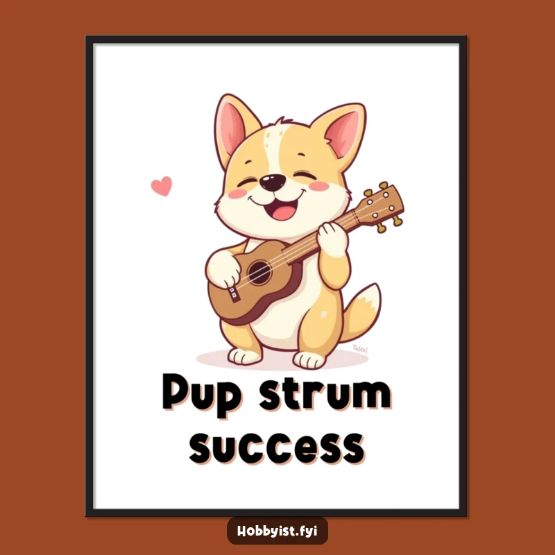Funny Dog Ukulele Poster: Whimsical Pet Art for Cheerful Spaces