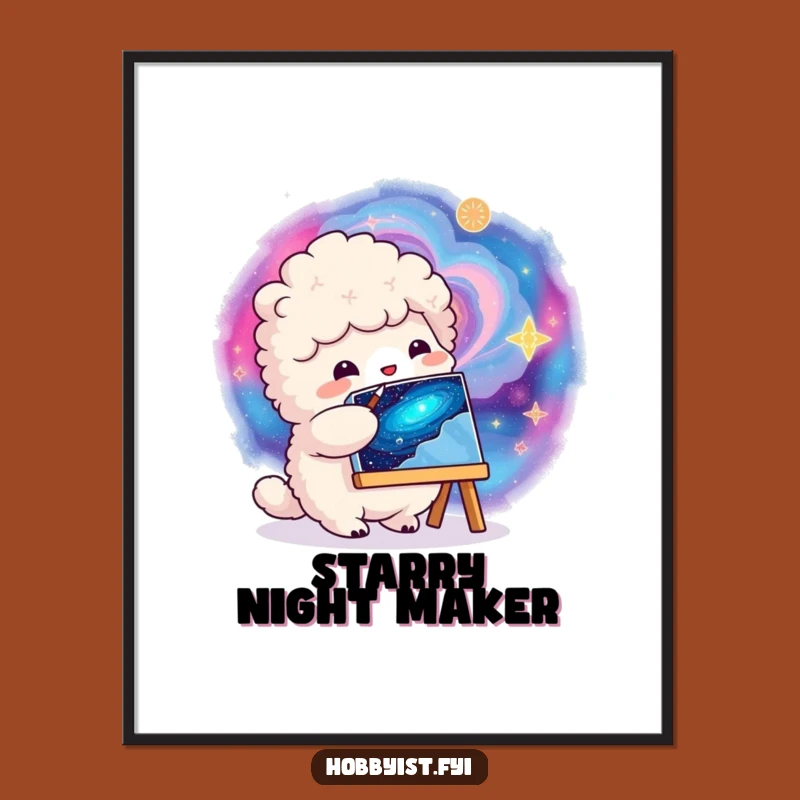 Funny Galactic Painter Creature Poster - Stunning Cosmic Wall Art Gift