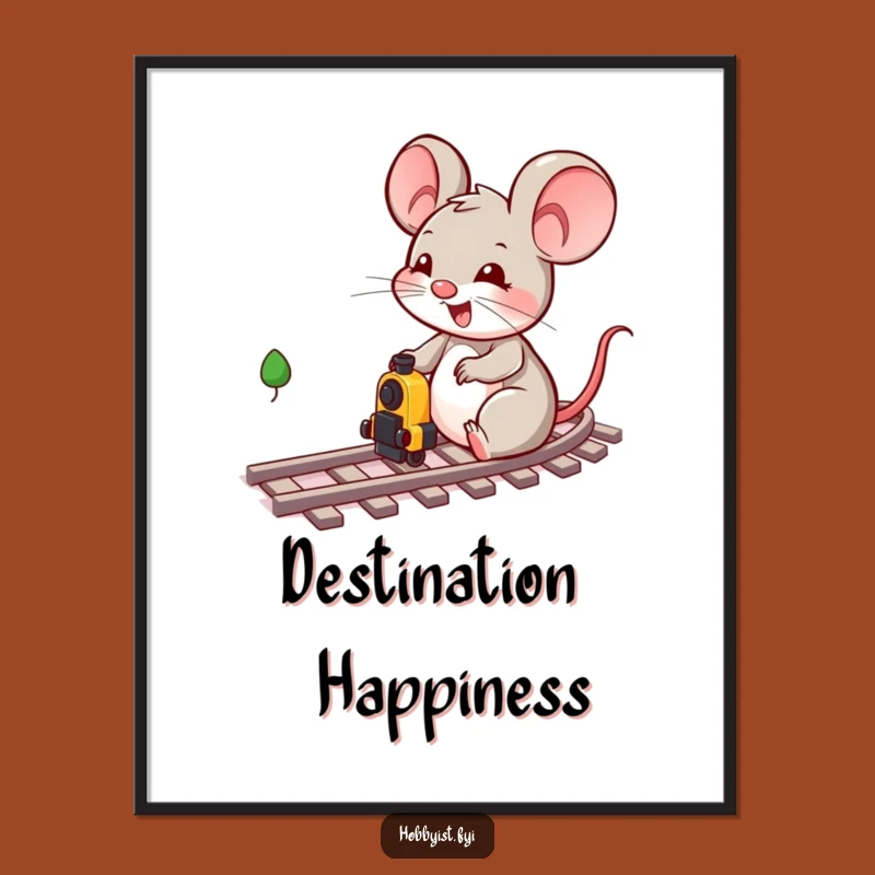 Funny Mouse Train Playtime Poster - Whimsical Character Wall Art
