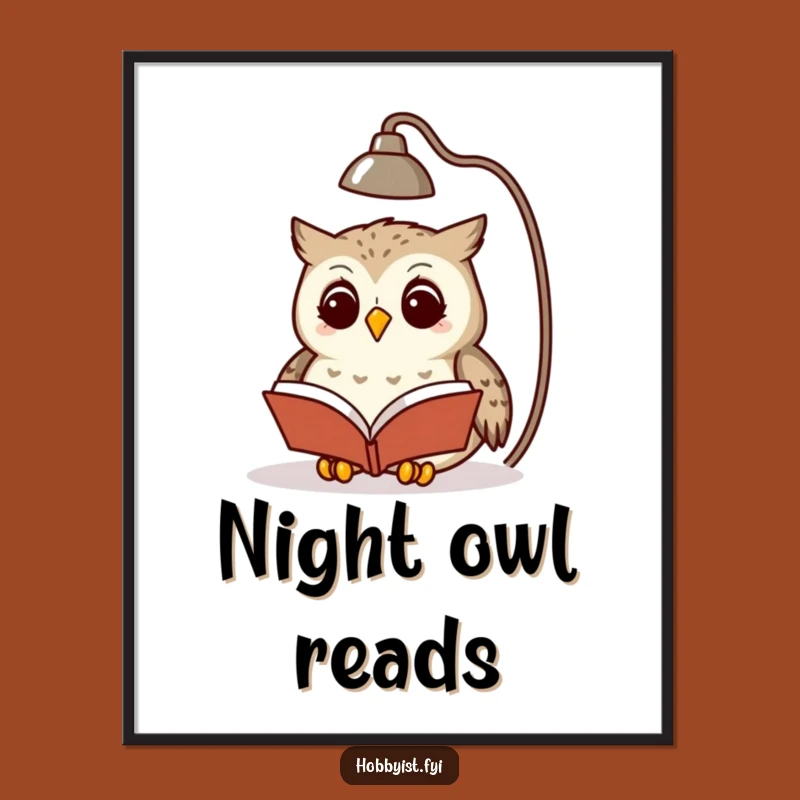 Funny Owl Reading Poster - Intellectual Wall Art for Cozy Spaces