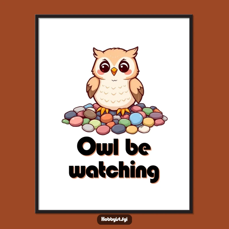 Funny Owl Mosaic Poster: Whimsical Art for Creative Spaces