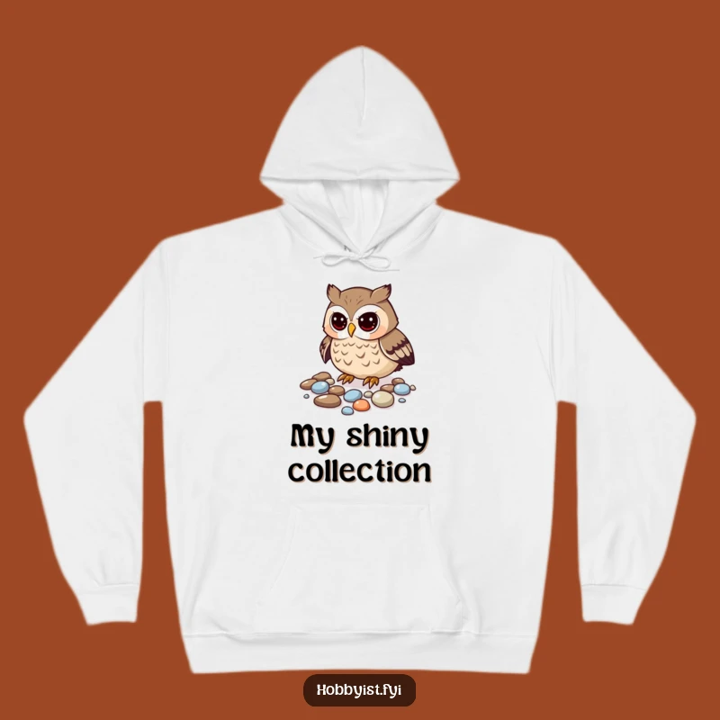 Funny Curious Owl Pebble Hoodie - Cozy, Whimsical Warmth for Collectors