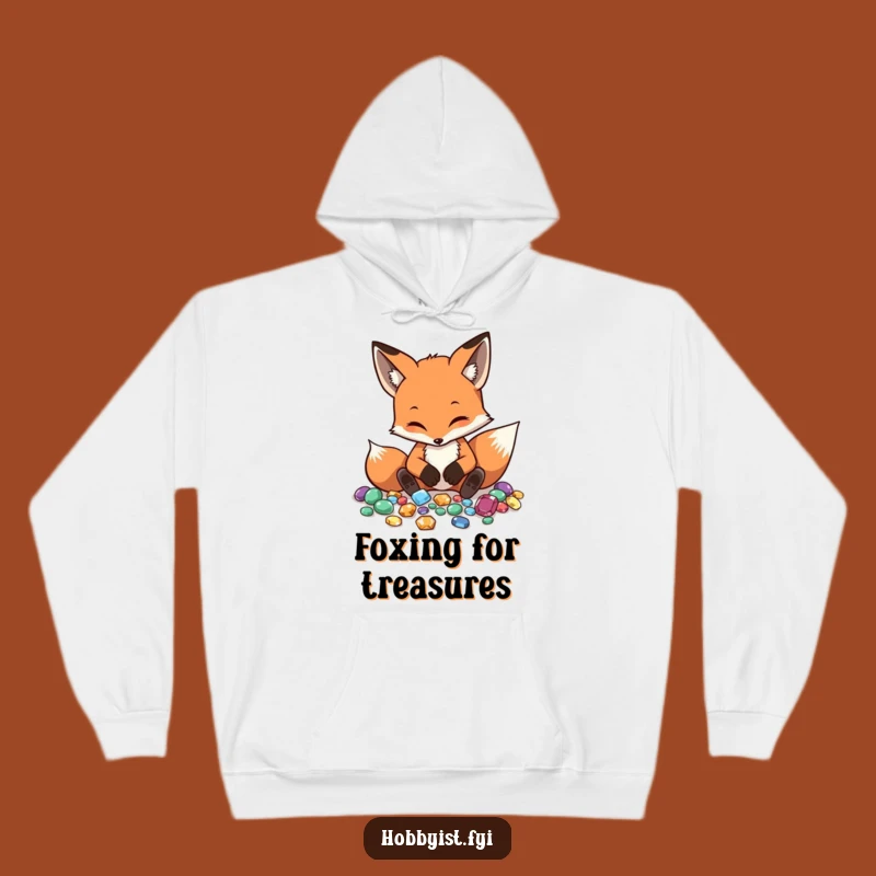 Funny Fox Gemstone Collector Hoodie - Cozy & Comedic Craftsmanship