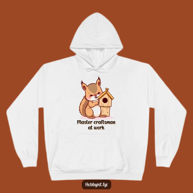 Funny Squirrel Whittling Hoodie - Cozy and Hilarious Gift for Woodworkers