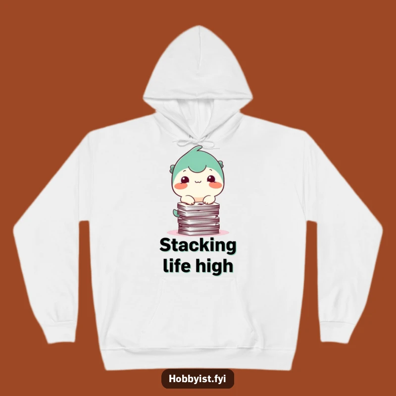 Funny Card Balancing Creature Hoodie: Cozy Humor for Cold Days!