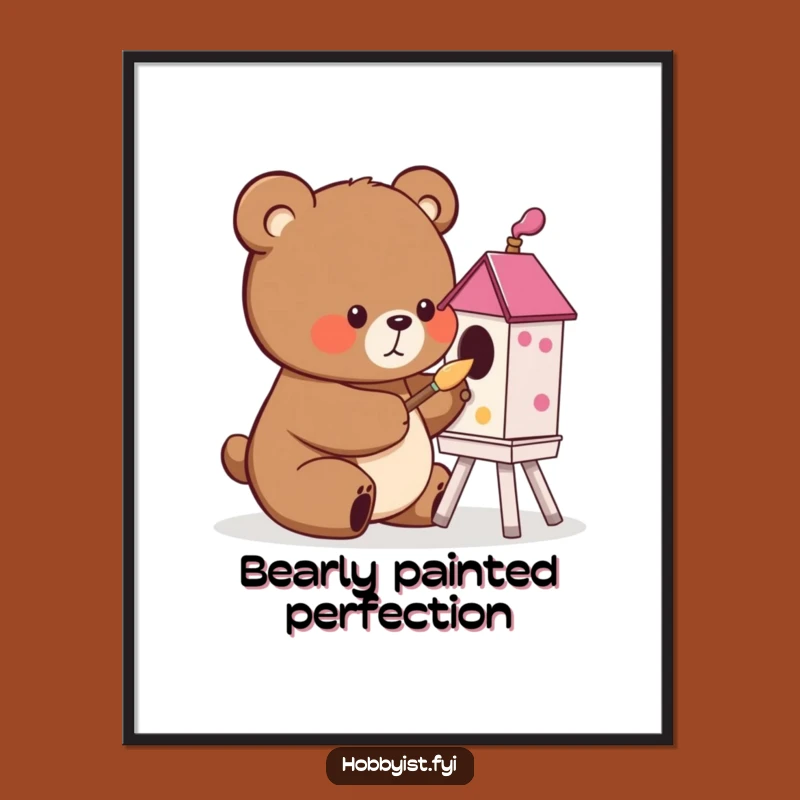 Free Printable Wall Art: Happy Bear Artist - Downloadable Creative Decor