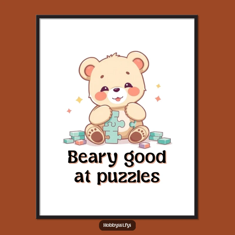 Free Printable Wall Art: Glee Bear Cub Puzzle Solver Funny Downloadable Decor