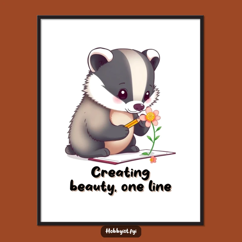 Free Printable Badger Artist Wall Art - Funny Downloadable Decor for Creative Spaces