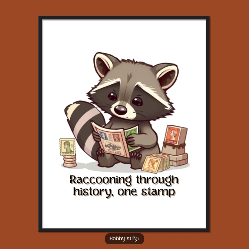 Free Printable Raccoon Stamp Wall Art - Curiosity & Funny Downloadable Decor Gift