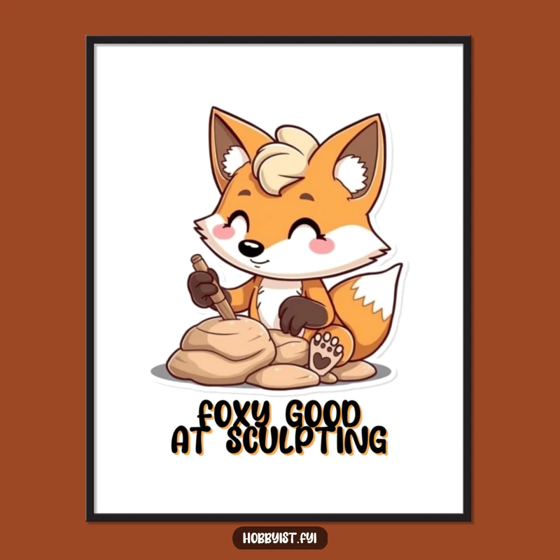 Free Printable Wall Art: Focused Fox Sculptor - Downloadable Creative Decor