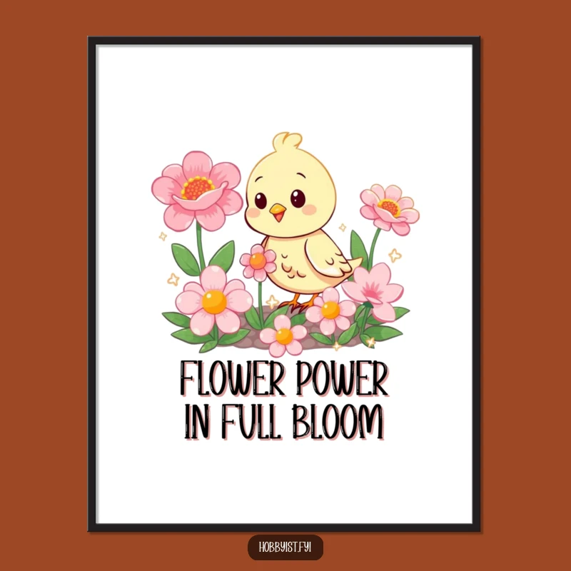 Free Printable Wall Art: Happy Bird's Sparkling Garden - Funny Downloadable Decor