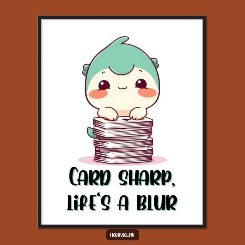 Funny Free Printable Wall Art: Card Balancing Creature - Quirky Art Downloadable Decor