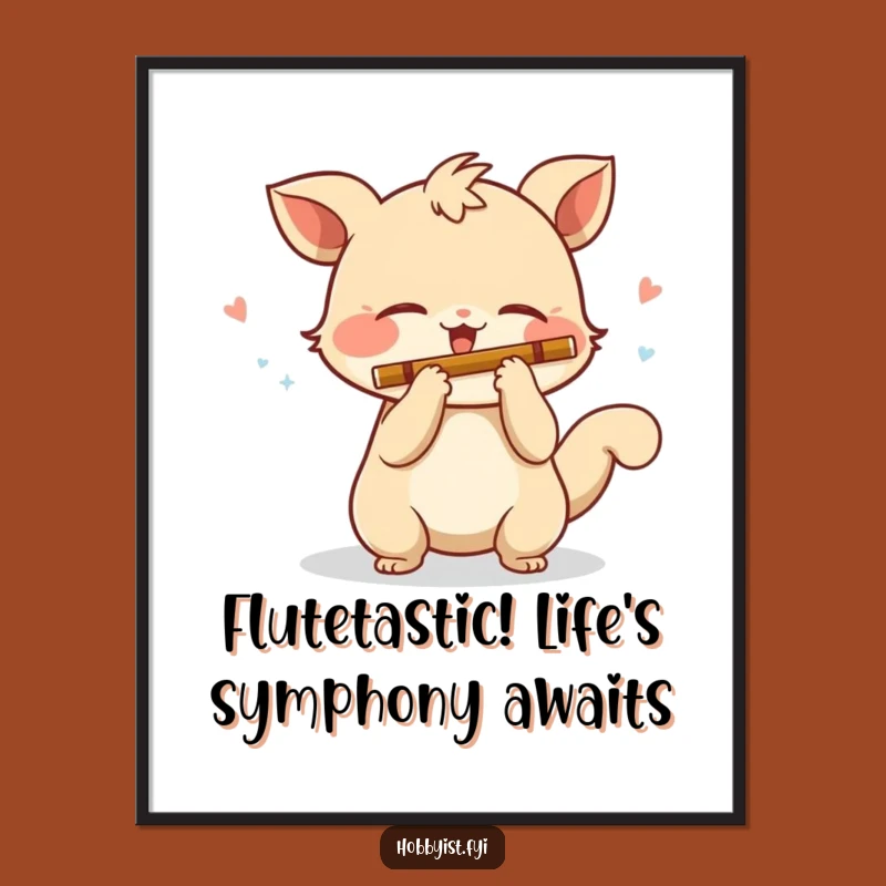 Funny Free Printable Wall Art: Flute Playing Creature - Whimsical Music Art Downloadable