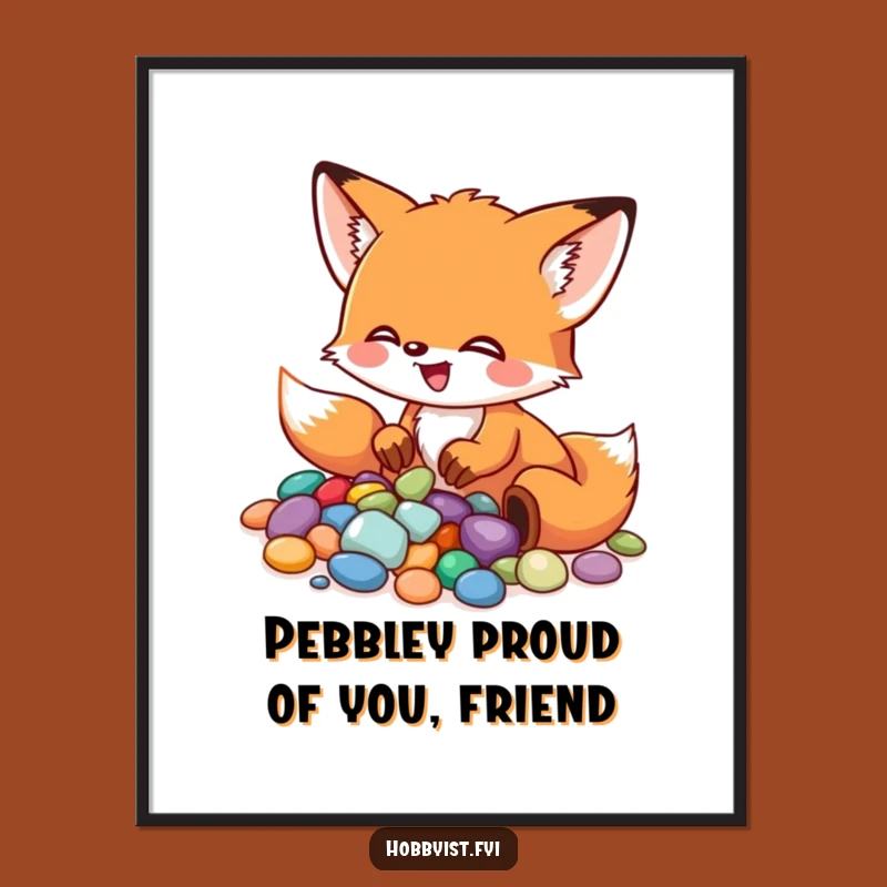 Funny Free Printable Wall Art: Fox Pebble Mosaic Design, Downloadable Decor