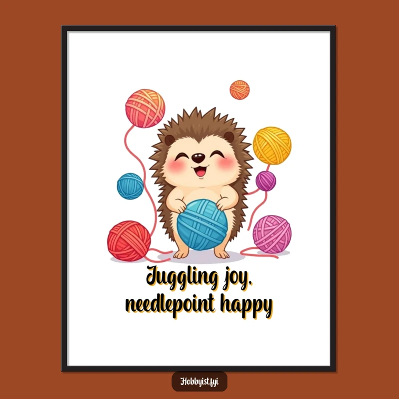 Funny Free Printable Wall Art: Giggling Hedgehog Juggler Downloadable Decor